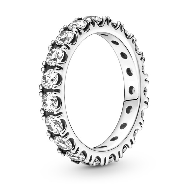 Pandora Třpytivý stříbrný prsten s čirými krystaly Timeless 190050C01 58 mm