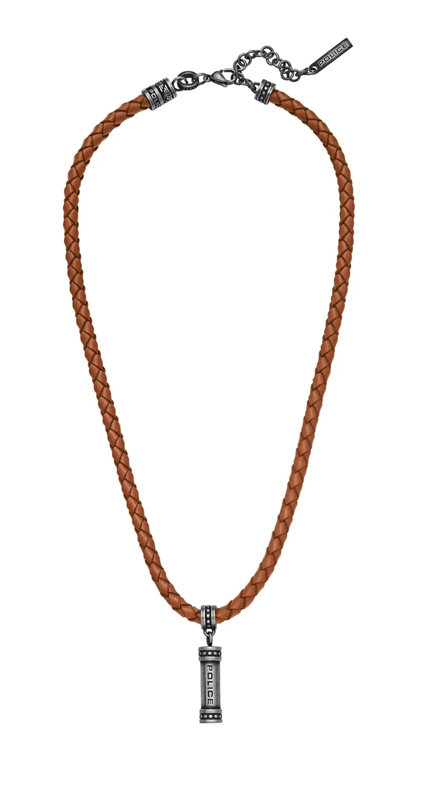 Police Elegantní kožený náhrdelník pro muže Barrell PEAGN0035002