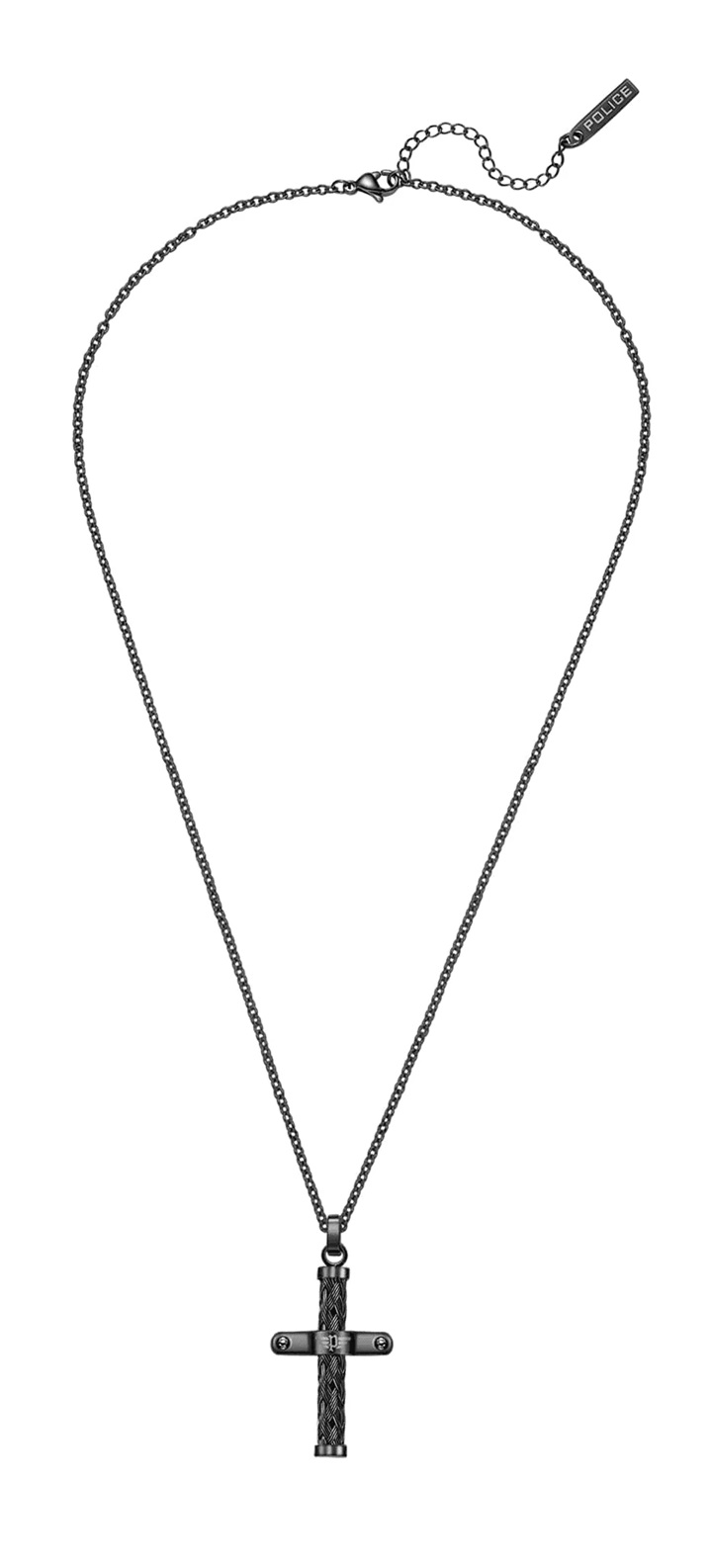 Police Nadčasový černý náhrdelník s křížkem Crossed PEAGN0032403