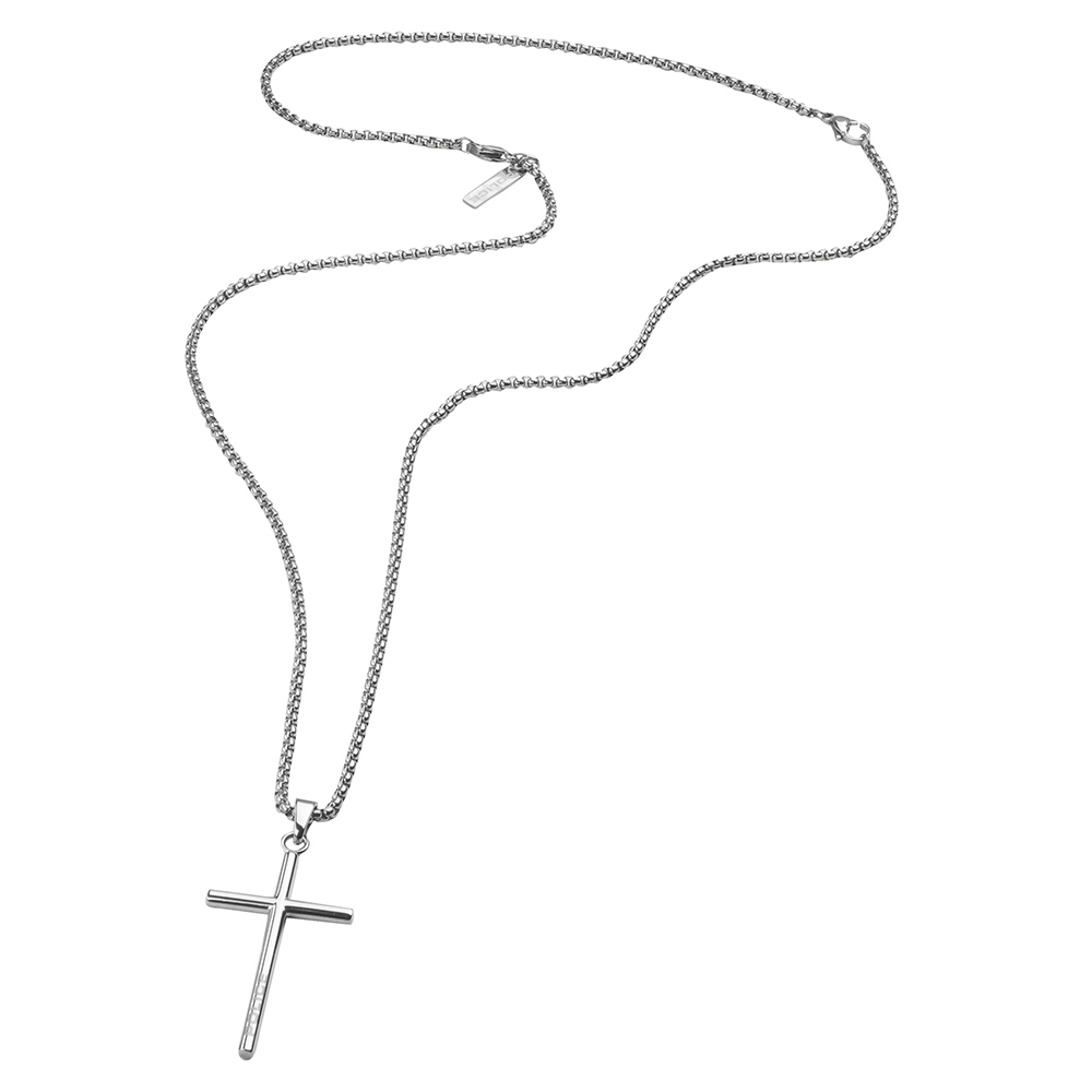 Police Pánsky oceľový náhrdelník s krížom Wrangel PJ26390PSS/01