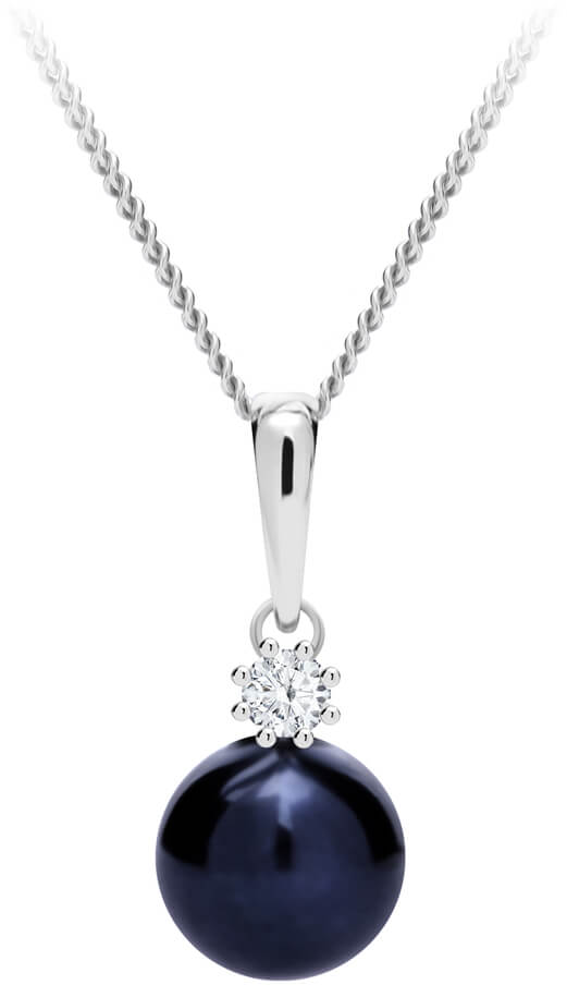 Preciosa Dechberoucí stříbrný náhrdelník Tonga s pravou říční perlou a kubickou zirkonií Preciosa 5311 20 (řetízek, přívěsek)