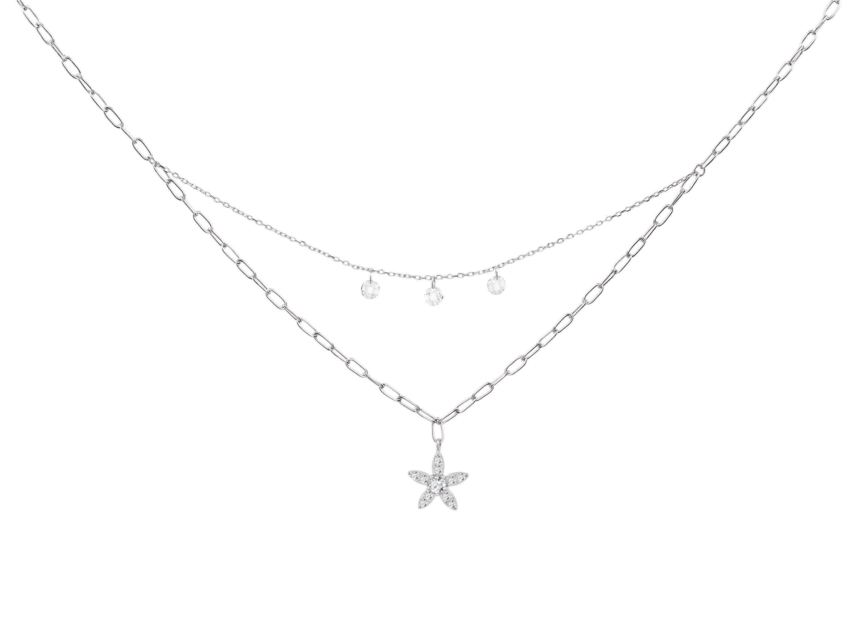 Preciosa -  Dvojitý stříbrný náhrdelník s kubickou zirkonií Glow 5366 00