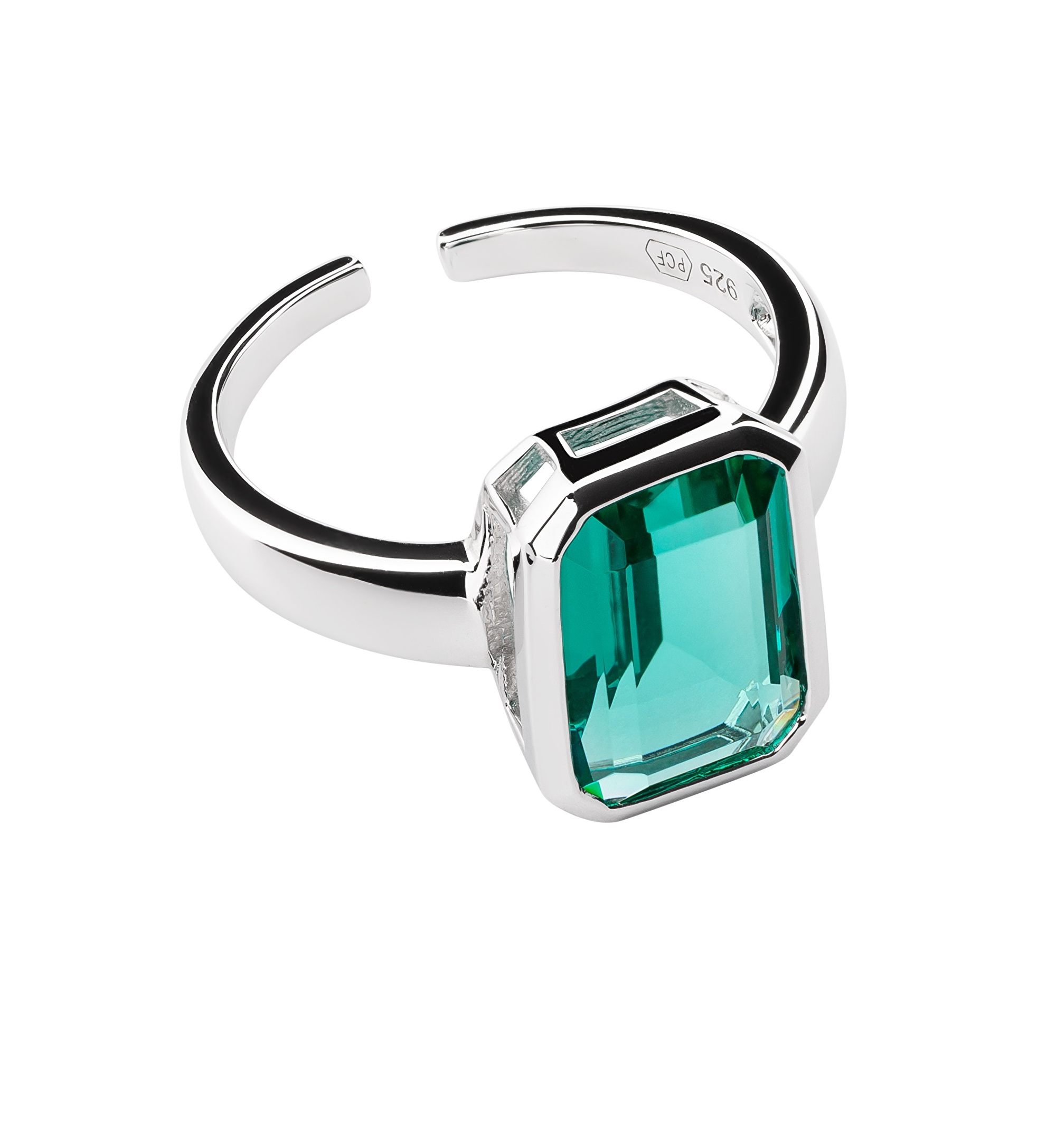Preciosa Nádherný otvorený prsteň so zeleným zirkónom Preciosa Atlantis 5355 94 L (56 - 59 mm)