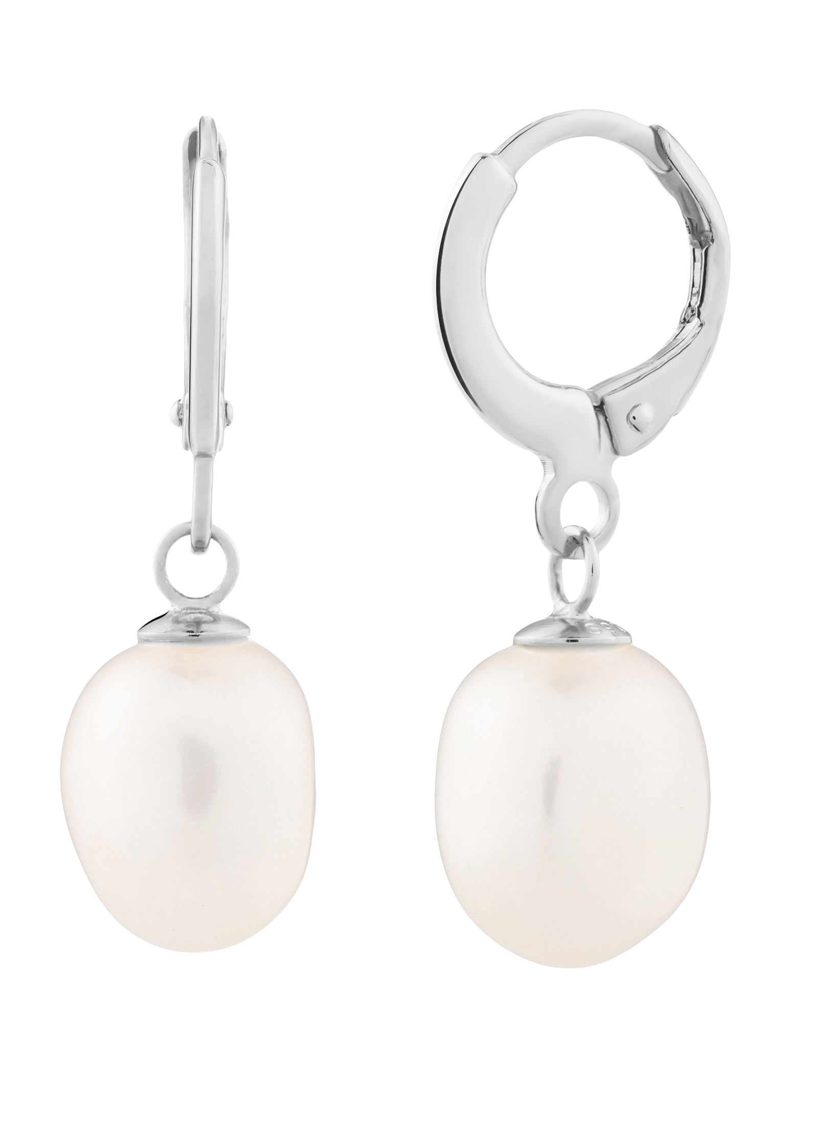 Preciosa Nežné strieborné náušnice kruhy s riečnymi perlami Pearl Heart 5357 01