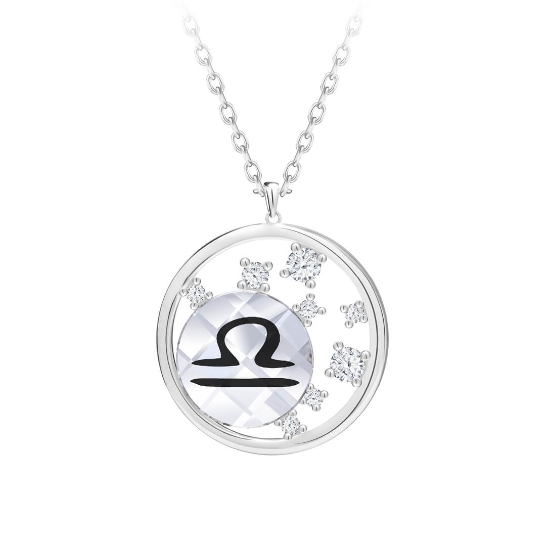 Preciosa Strieborný náhrdelník s českým krištáľom Váhy Sparkling Zodiac 6150 90 (retiazka, prívesok)