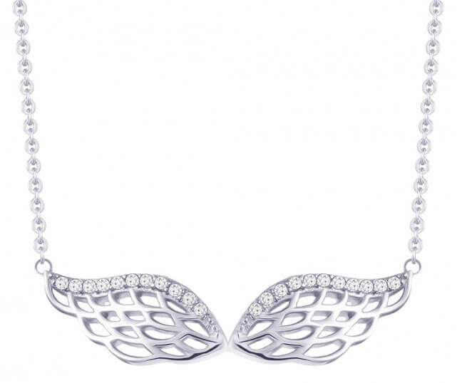 Preciosa Strieborný náhrdelník so zirkónmi Angel Wings 5217 00