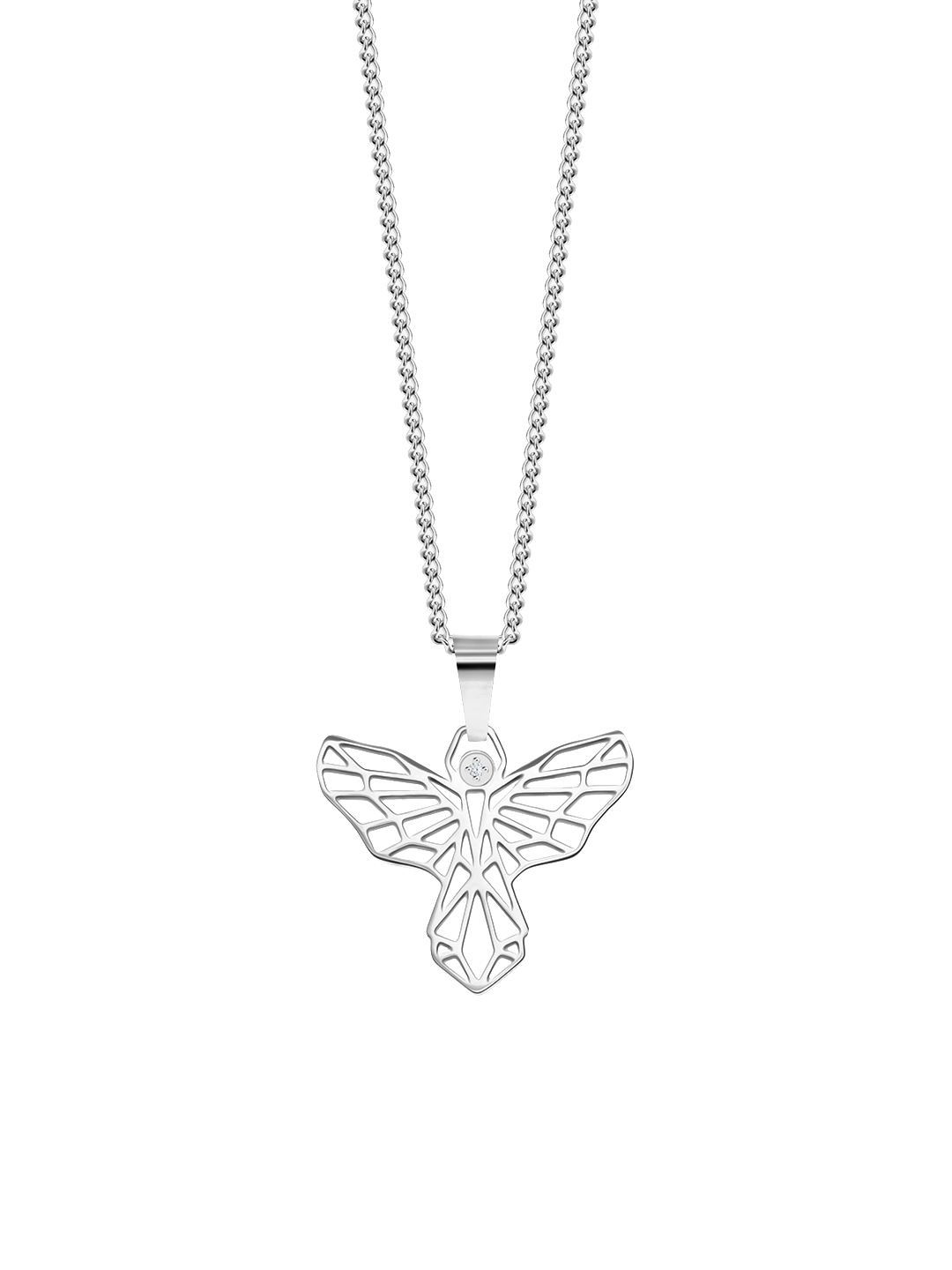 Preciosa Štýlový oceľový náhrdelník Origami Angel s kubickou zirkóniou Preciosa 7440 00