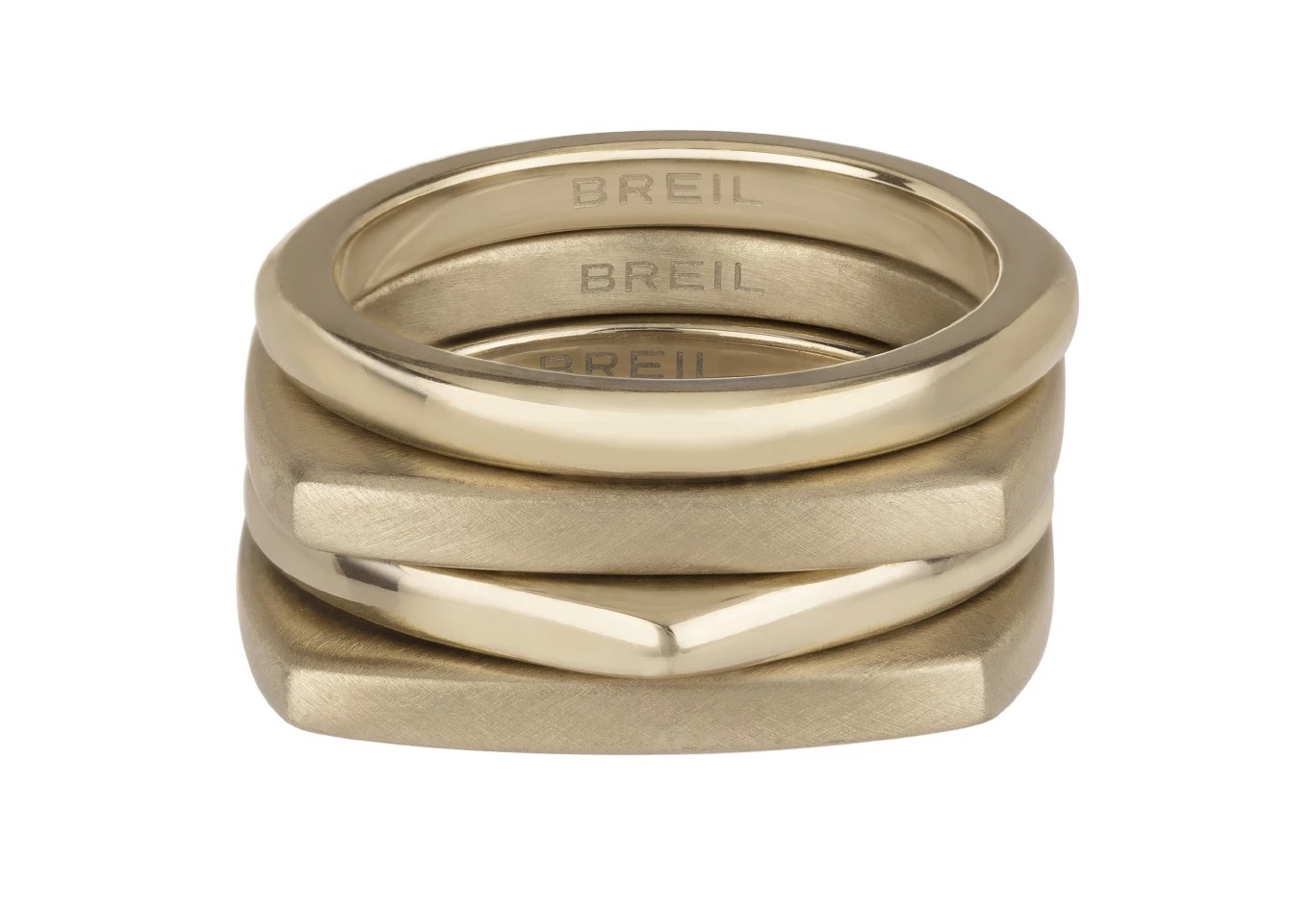 BREIL Moderná sada pozlátených prsteňov New Tetra TJ302 56 mm