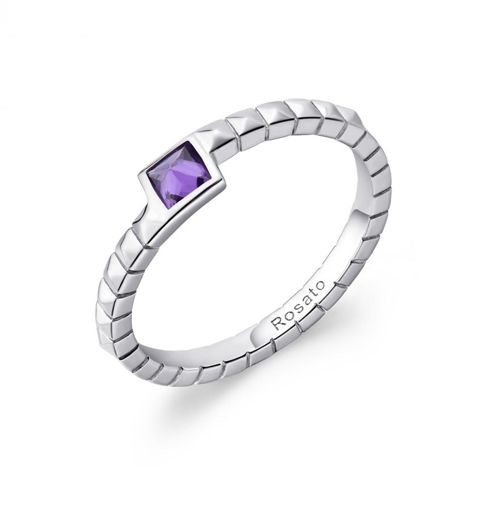 Rosato Elegantní stříbrný prsten s kubickým zirkonem Cubica RZCU98 52 mm