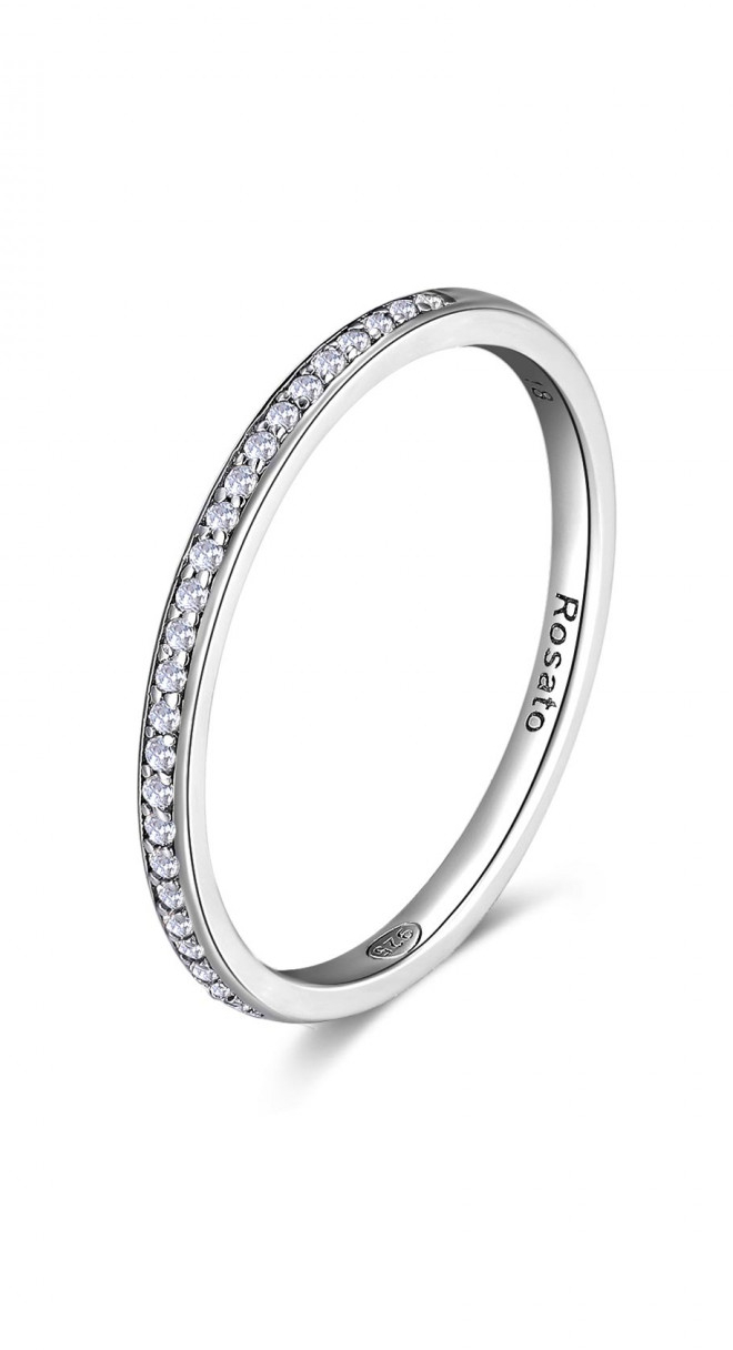 Rosato Minimalistický stříbrný prsten se zirkony Allegra RZA029 50 mm