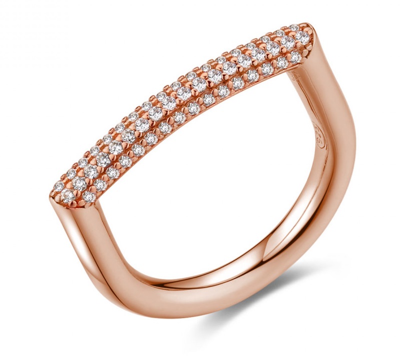Rosato -  Moderní bronzový prsten se zirkony Bianca RZBI34 54 mm