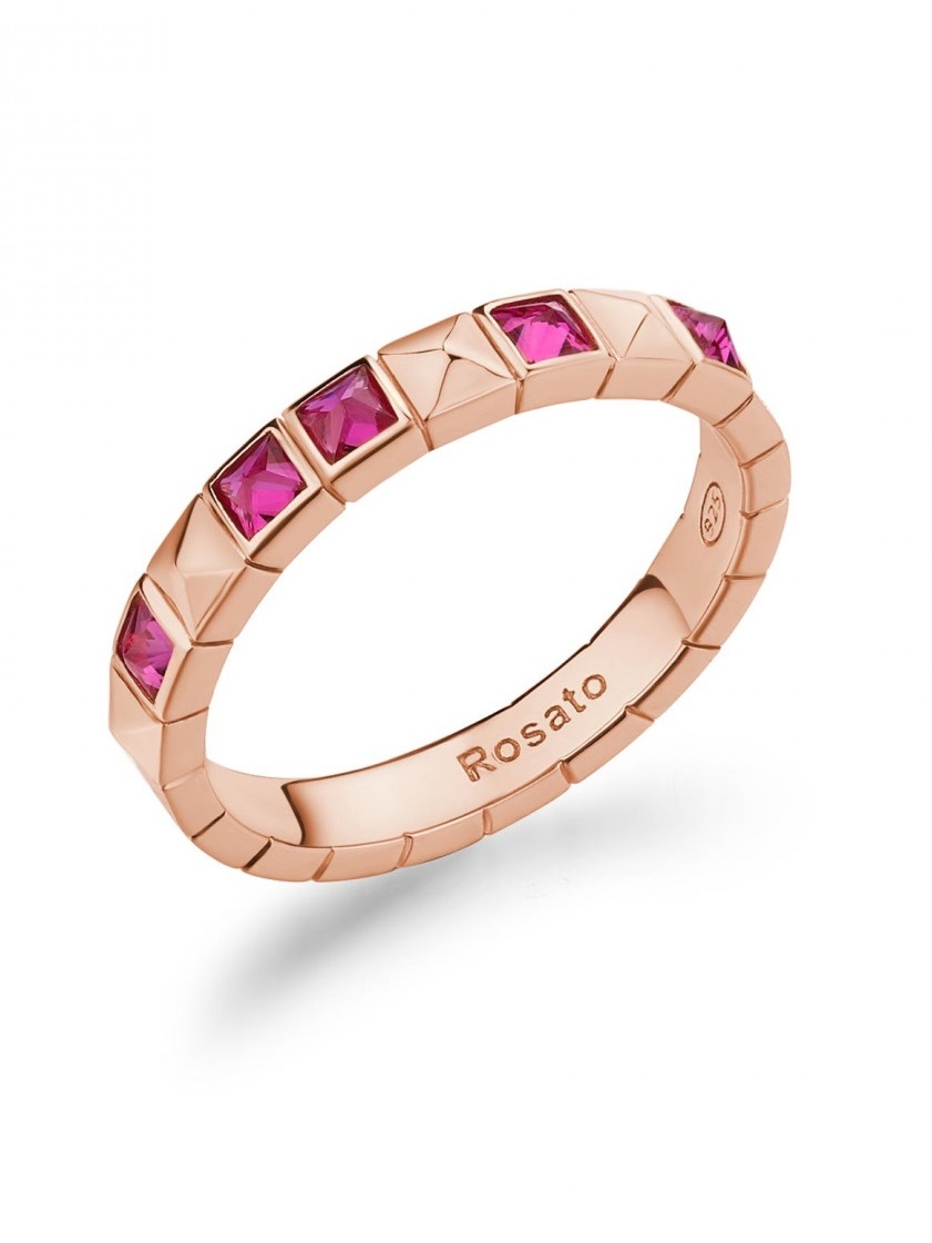Rosato Moderní bronzový prsten se zirkony Cubica RZCU93 58 mm