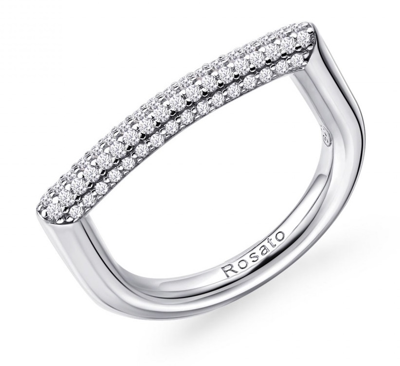 Rosato -  Moderní stříbrný prsten se zirkony Bianca RZBI33 52 mm