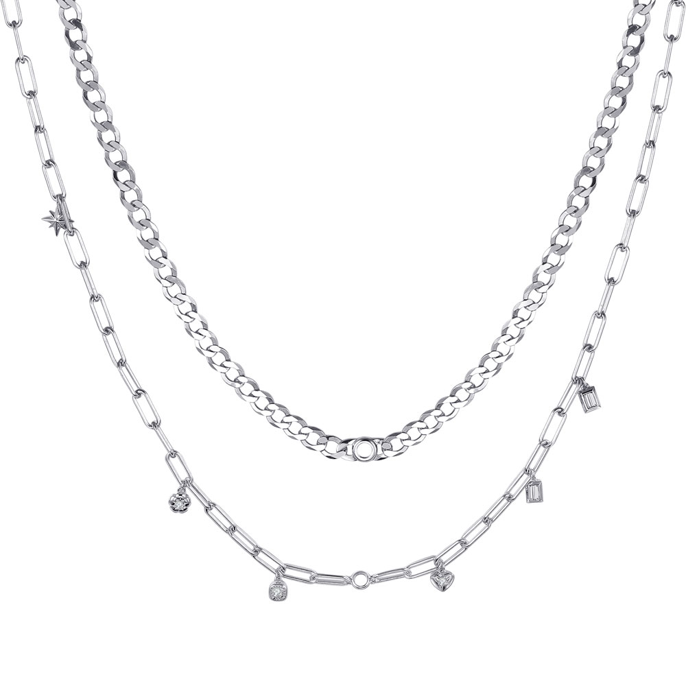 Rosato Strieborný dvojitý náhrdelník so zirkónmi Storie RZC021