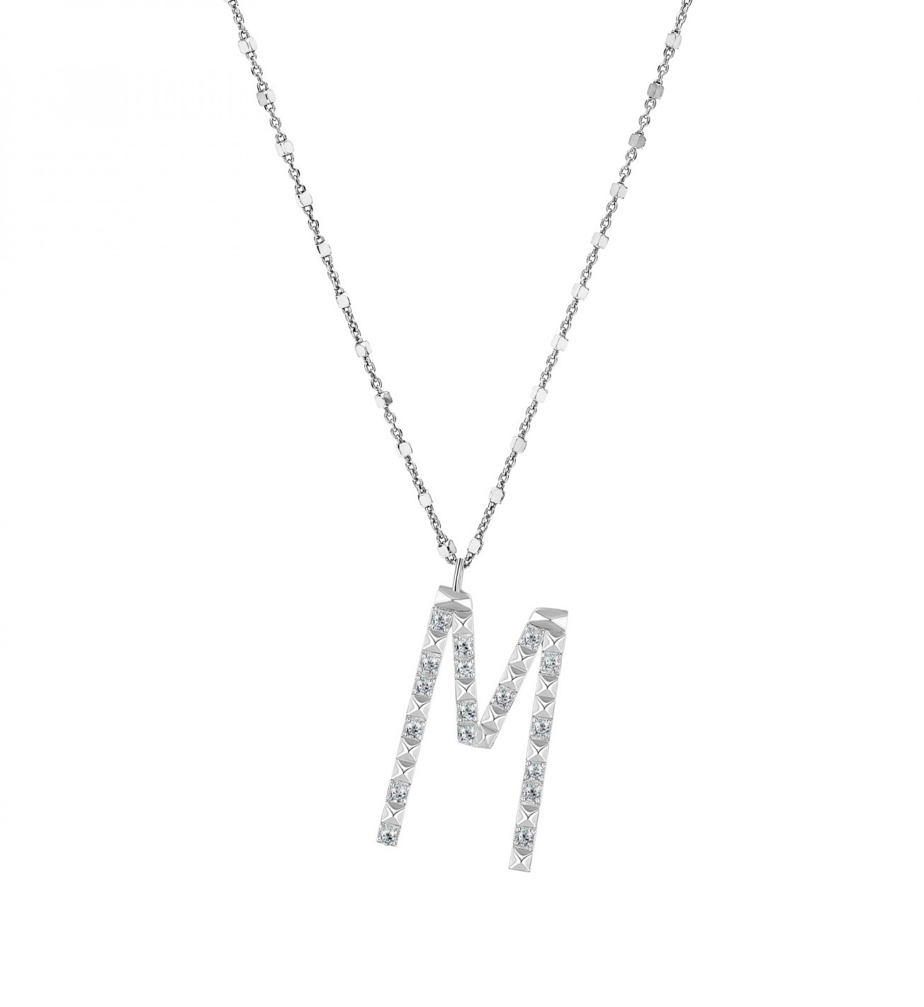 Rosato Strieborný náhrdelník s príveskom M Cubica RZCU13 (retiazka, prívesok)