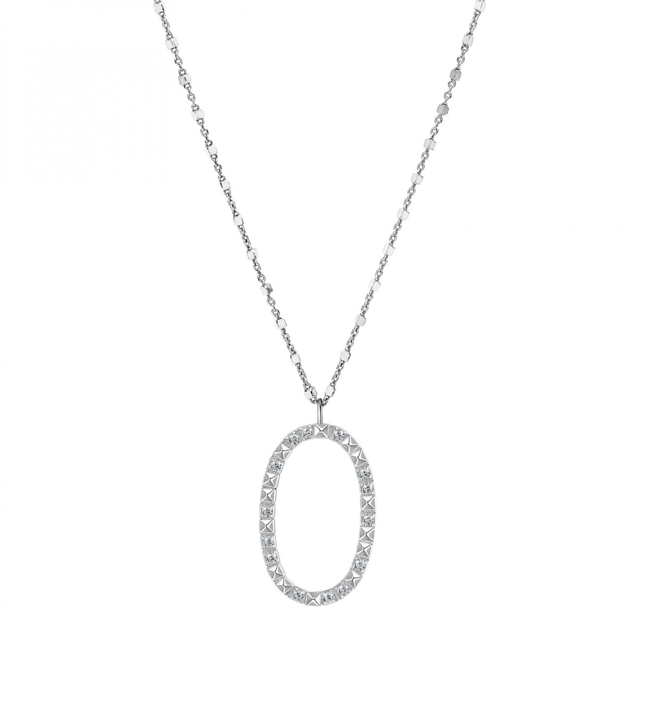 Rosato Strieborný náhrdelník s príveskom O Cubica RZCU15 (retiazka, prívesok)