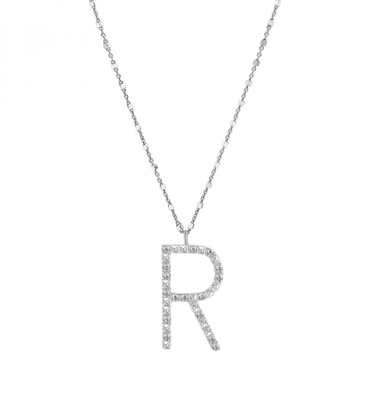 Rosato Strieborný náhrdelník s príveskom R Cubica RZCU18 (retiazka, prívesok)