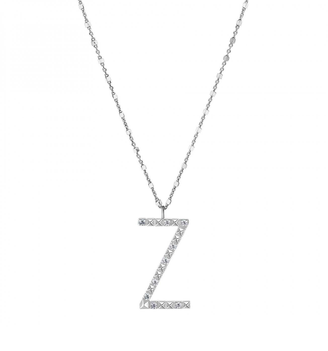 Rosato Strieborný náhrdelník s príveskom Z Cubica RZCU26 (retiazka, prívesok)