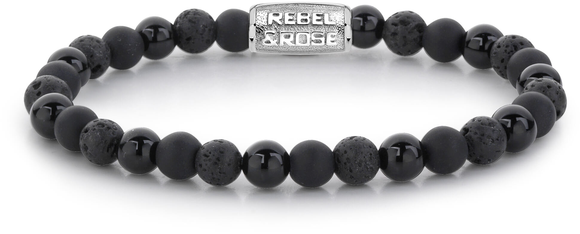 Rebel&Rose Korálkový náramek Black Rocks RR-60033-S 20 cm - L+