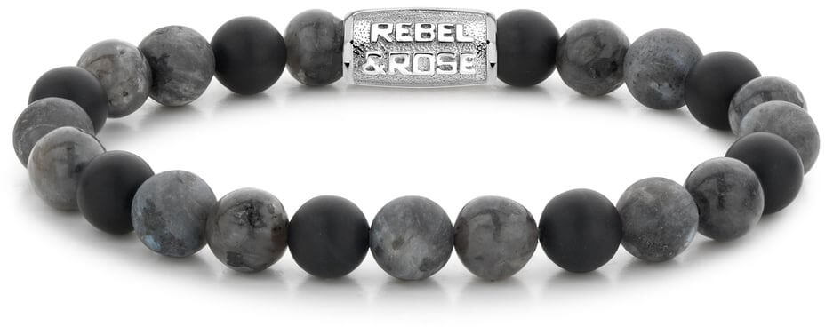 Rebel&Rose Korálkový náramek Grey Rocks RR-80069-S 17,5 cm - M