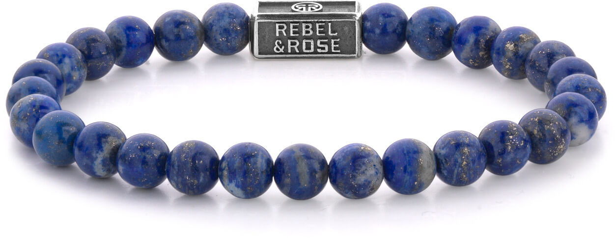 Rebel&Rose Strieborný obrúbený náramok Lapis Lazuli RR-6S002-S 19 cm - L