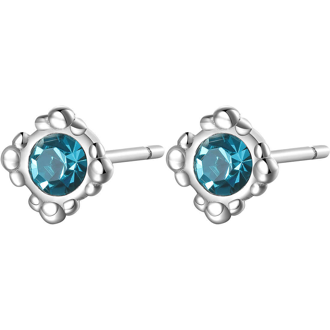S`Agapõ -  Elegantní ocelové náušnice s modrými krystaly CLICK SCK33