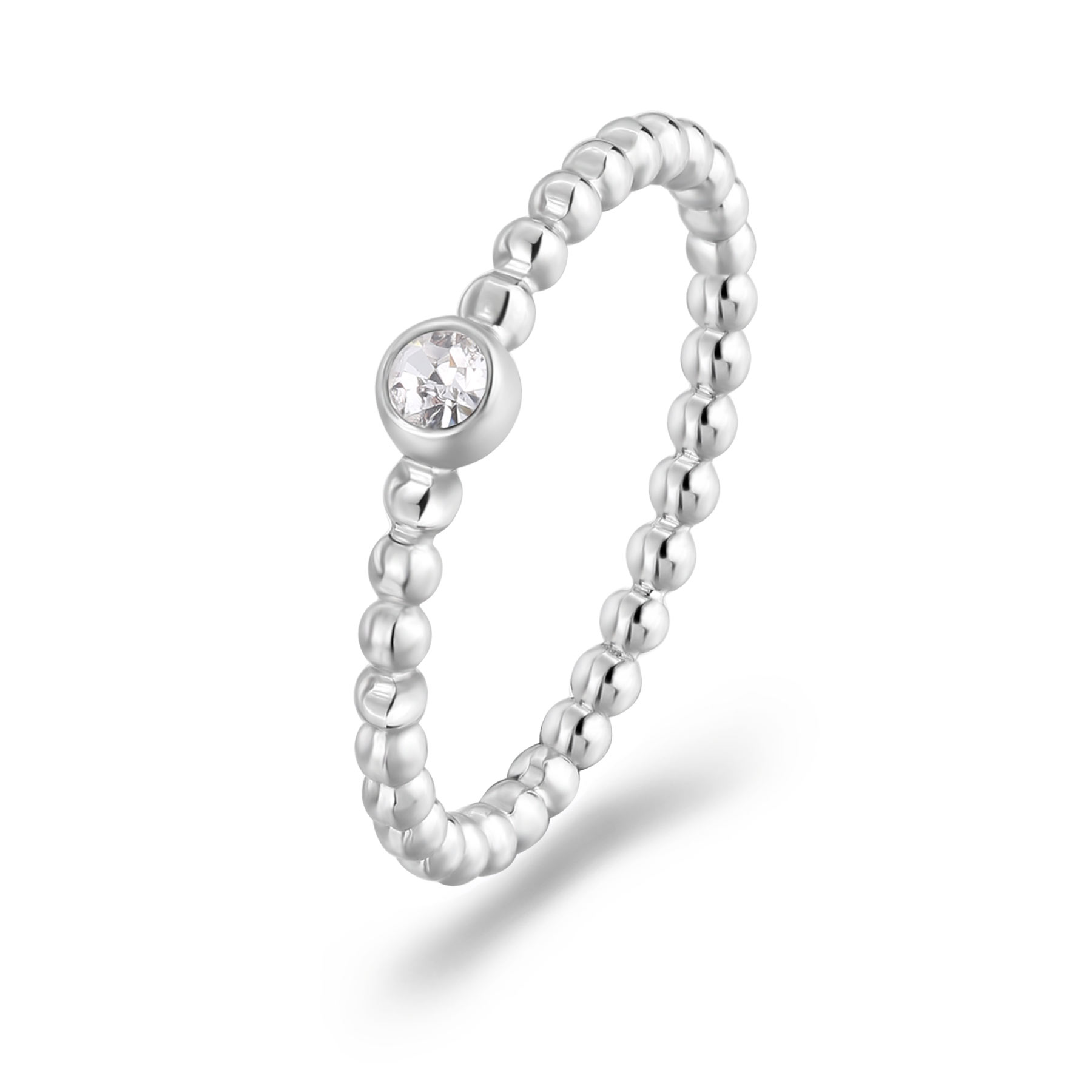 S`Agapõ Minimalistický ocelový prsten s krystalem For Love SFV46 56 mm