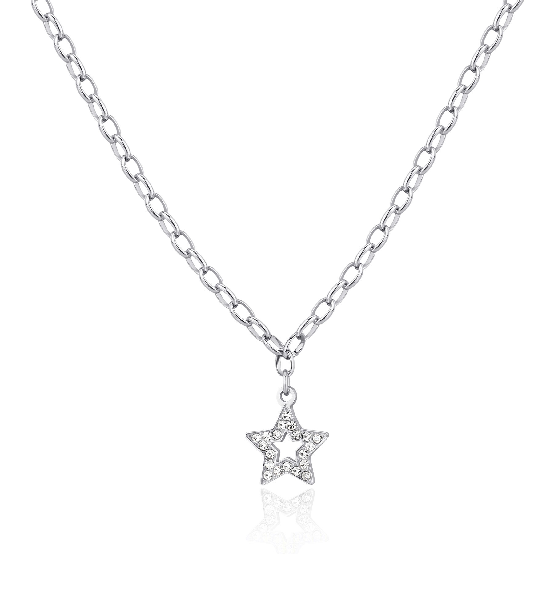 S`Agapõ -  Třpytivý ocelový náhrdelník Hvězda Happy SHAR20