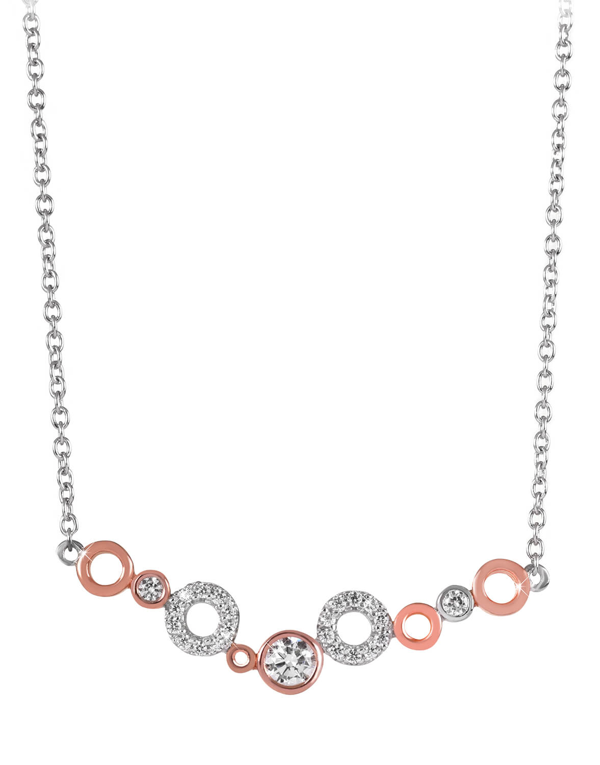 Silver Cat -  Bicolor dámský náhrdelník se zirkony SC346
