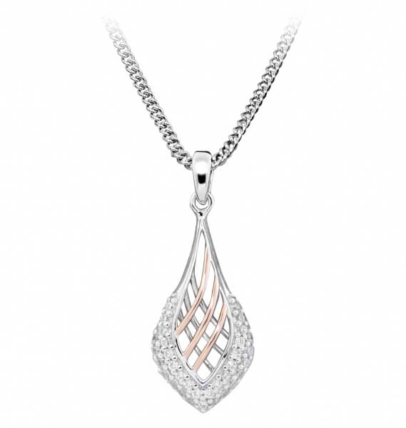 Silver Cat -  Elegantní bicolor náhrdelník se zirkony SC377