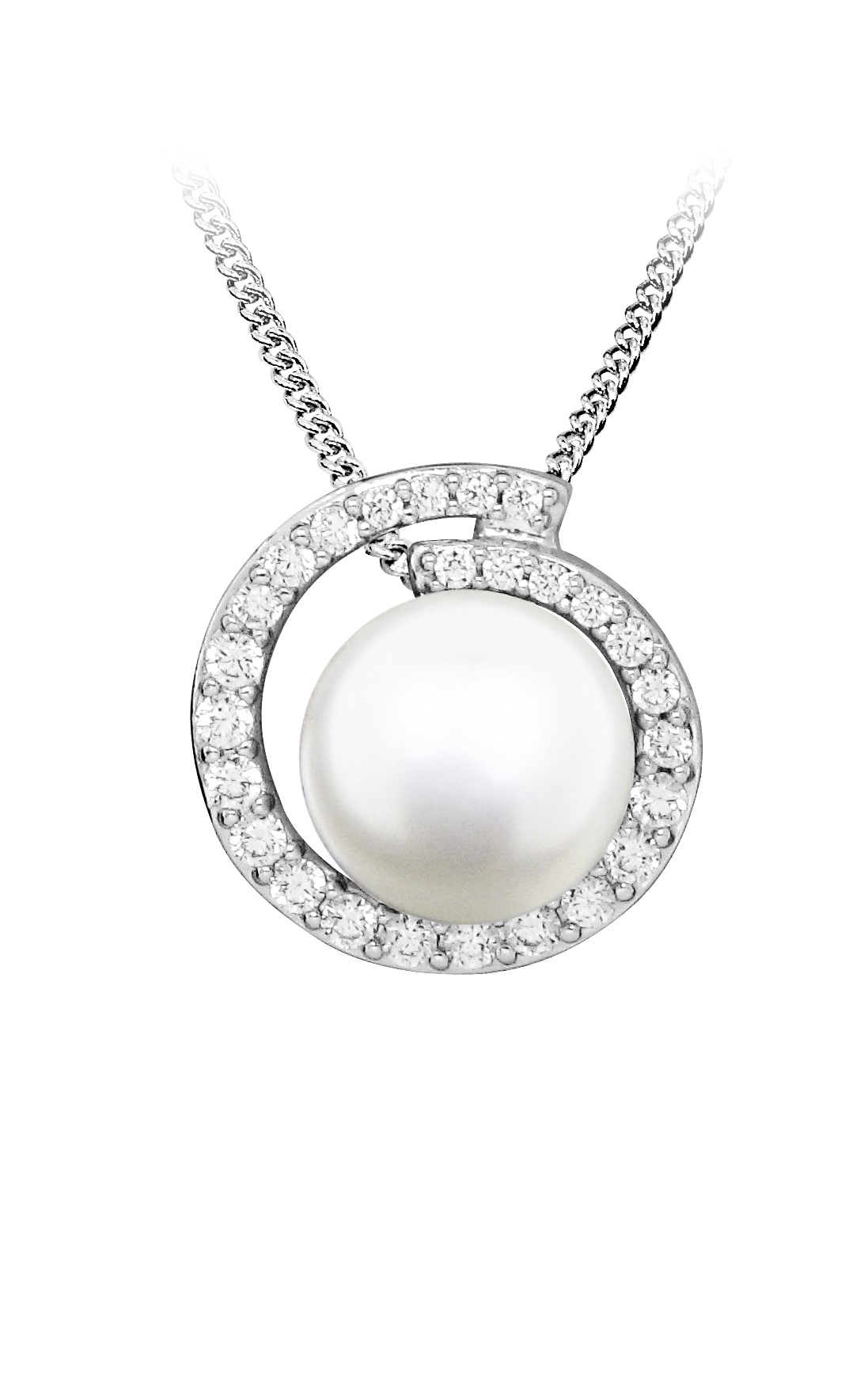 Silver Cat Jedinečný stříbrný náhrdelník s pravou perlou SC483 (řetízek, přívěsek)