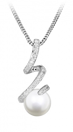 Silver Cat -  Okouzlující náhrdelník se zirkony a perlou SC494 (řetízek, přívěsek)