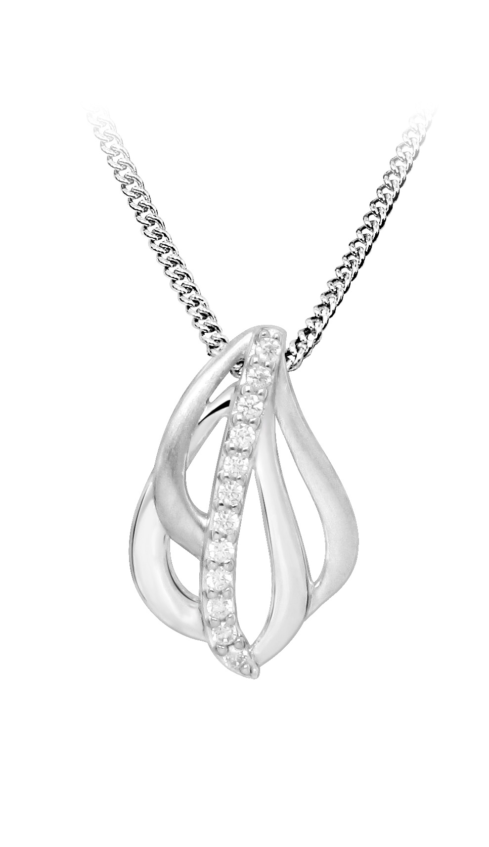 Silver Cat -  Třpytivý stříbrný náhrdelník s kubickými zirkony SC481 (řetízek, přívěsek)