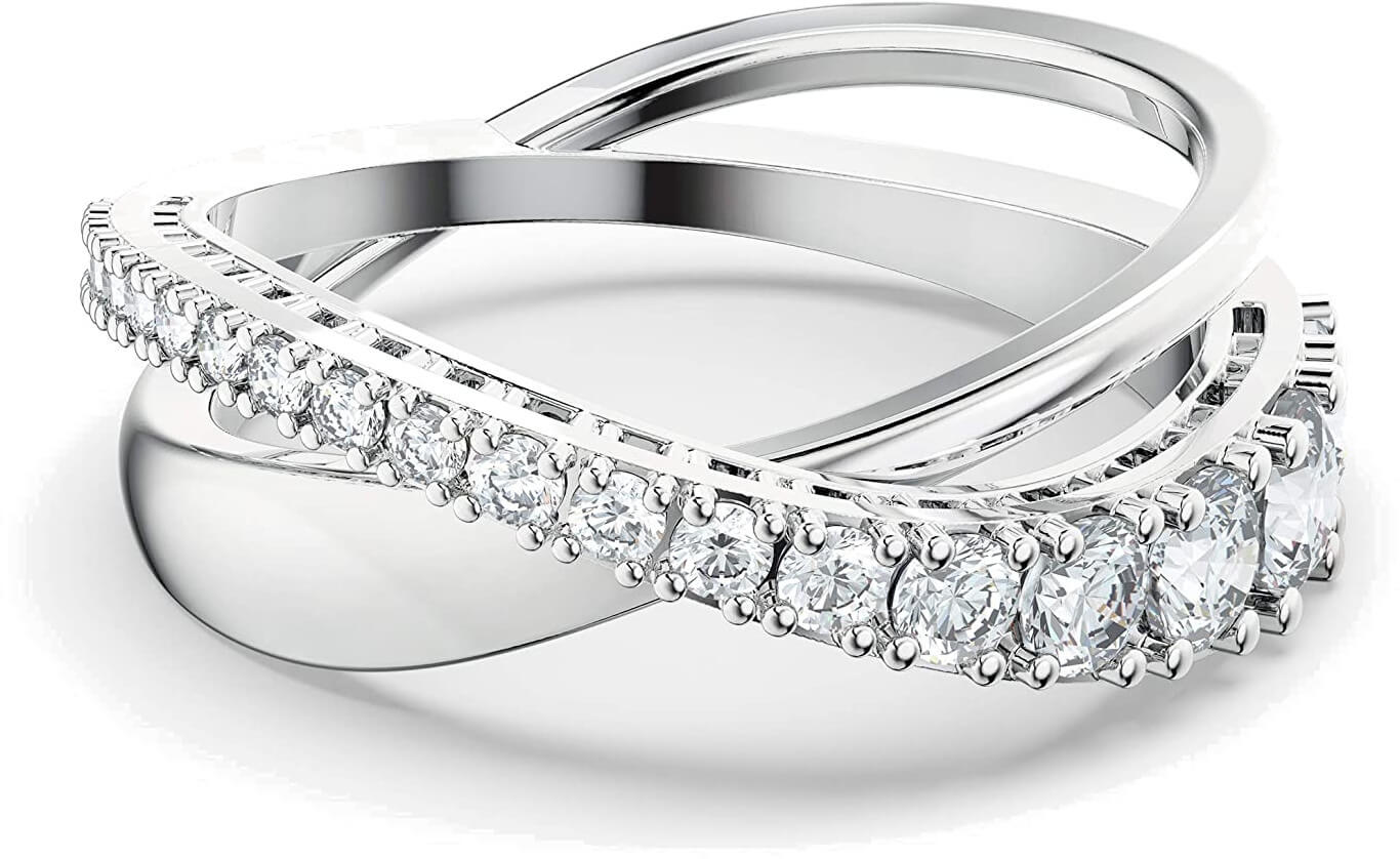 Swarovski Třpytivý dvojitý prsten TWIST 5572716 50 mm