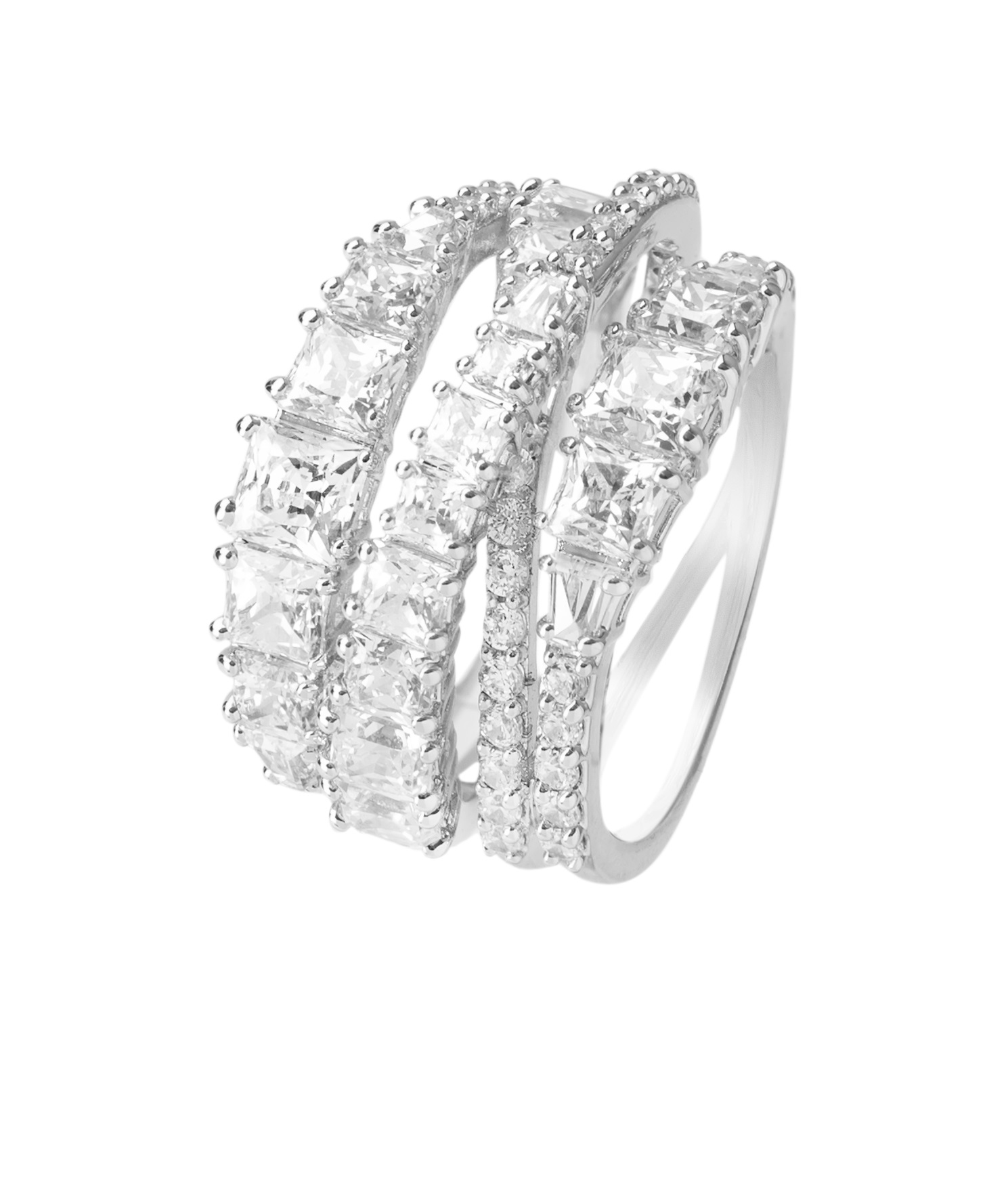 Swarovski Třpytivý trojřadý prsten Twist 584656 52 mm