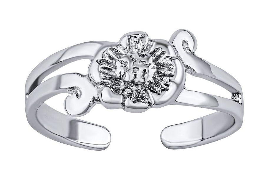 Silvego -  Otevřený stříbrný prsten na nohu květina Aiko PRM12178R