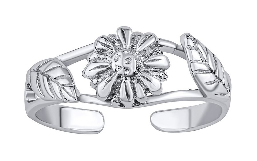 Silvego -  Otevřený stříbrný prsten na nohu květina Akira PRM11671R