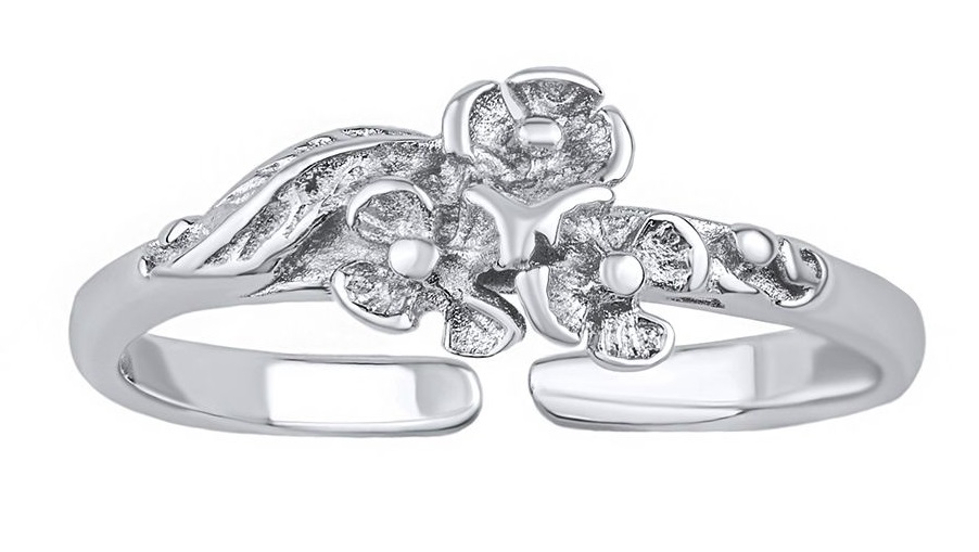 Silvego -  Otevřený stříbrný prsten na nohu Květiny Almis PRM12188R