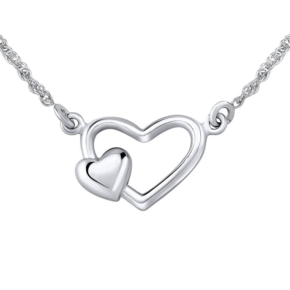 Silvego Romantický strieborný náhrdelník so srdiečkami ZTJ71251