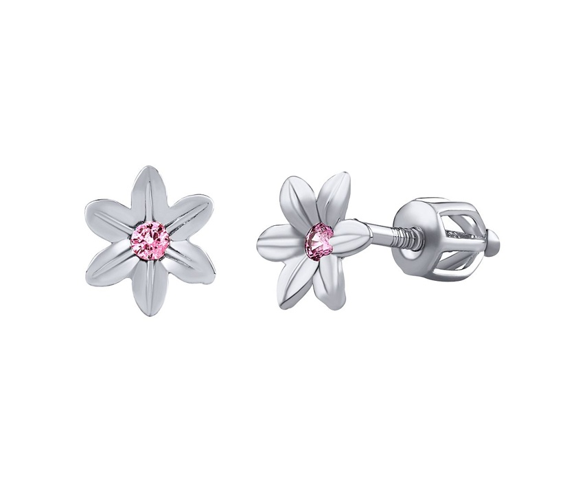 Silvego -  Stříbrné náušnice kytičky Beauty s růžovými Brilliance Zirconia SILVEGOB70449BDSP