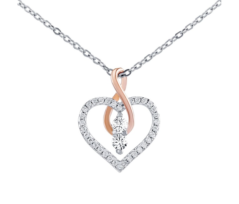Silvego Stříbrný náhrdelník Camilla s přívěskem srdce a Infinity s Brilliance Zirconia DCC1607028N