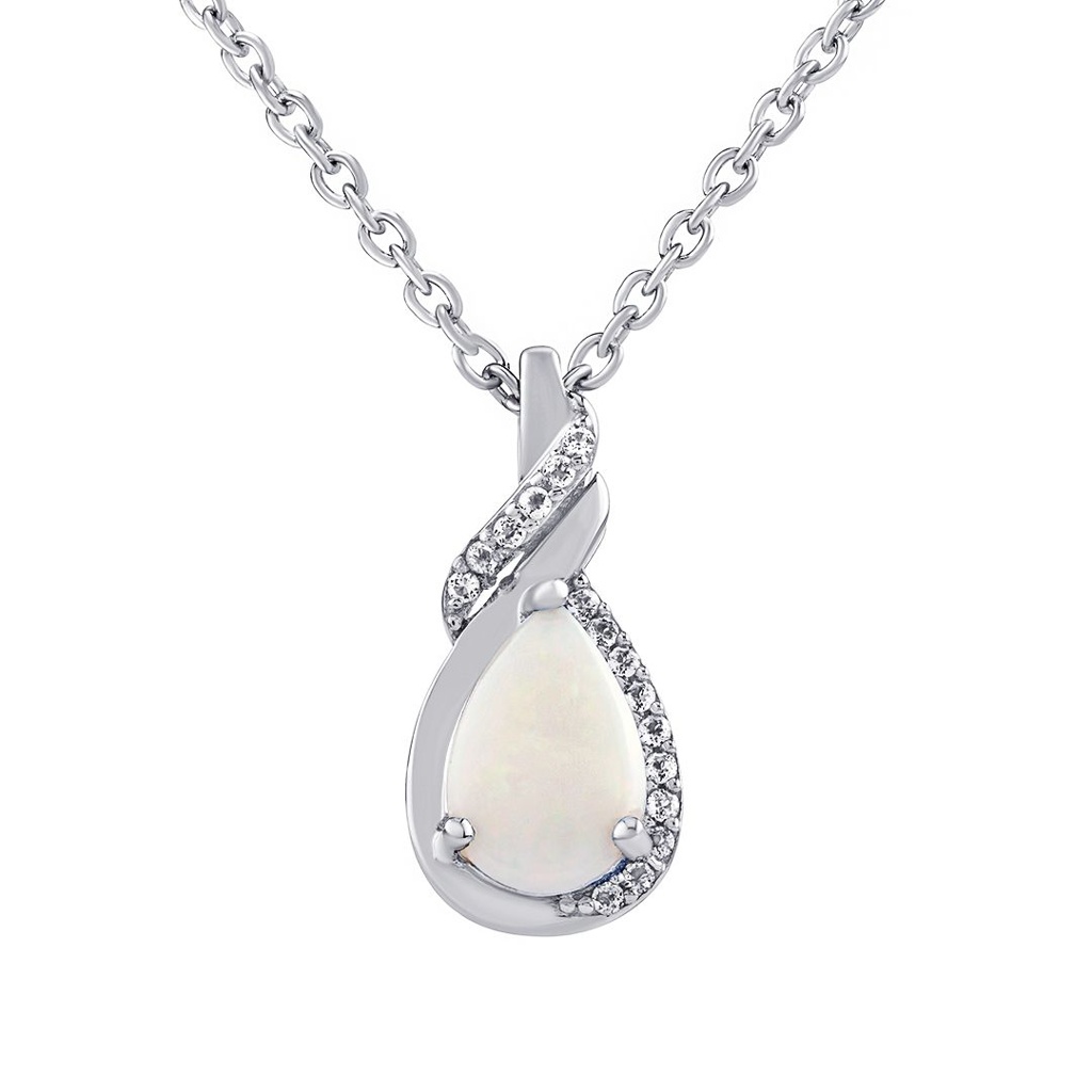 Silvego Strieborný náhrdelník Derica s pravým bielym opálom a čírym topazom OPM8761NOPW
