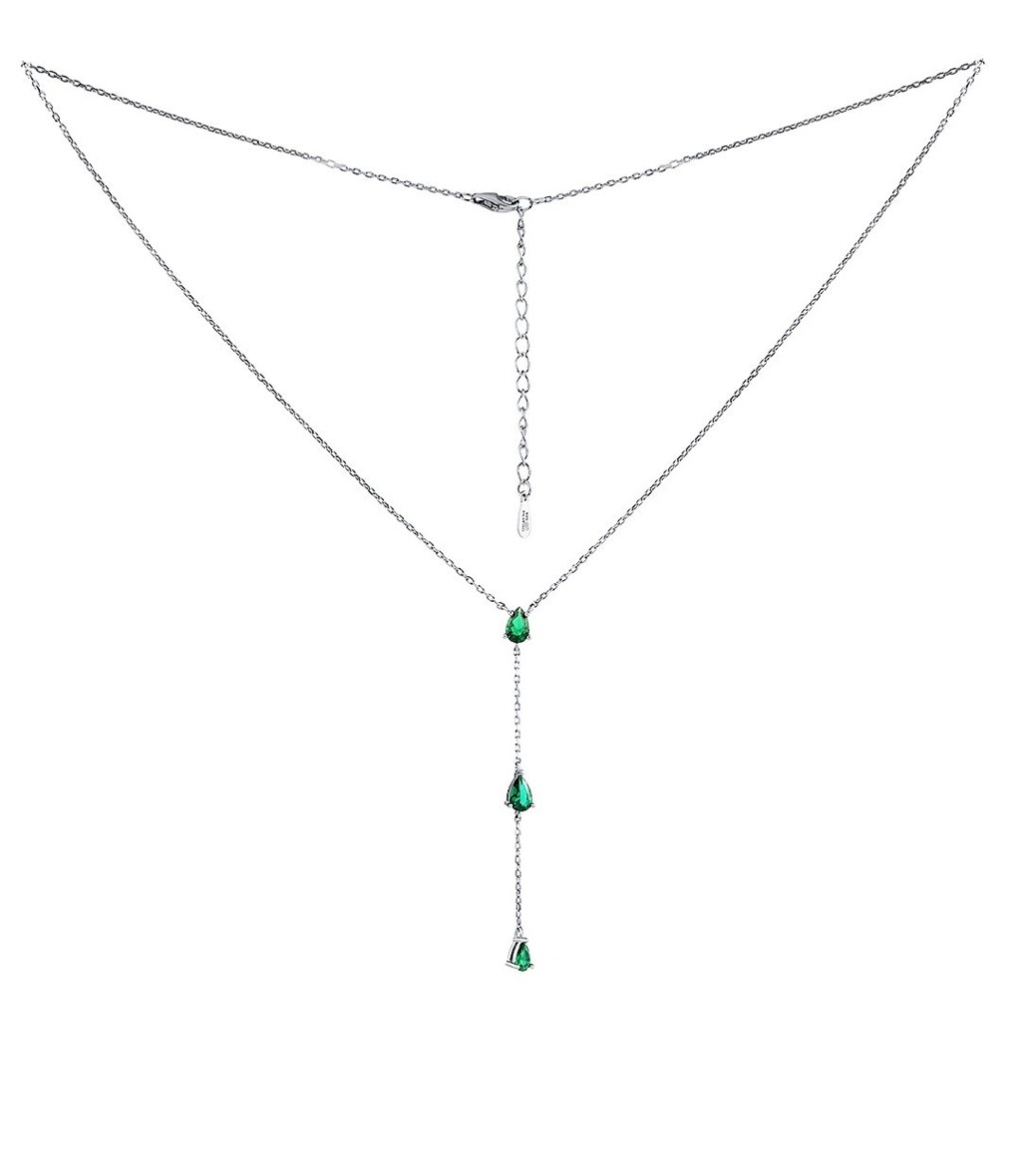 Silvego Strieborný náhrdelník Gryn so zelenými zirkónmi Brilliance Zirconia MSS1023NG