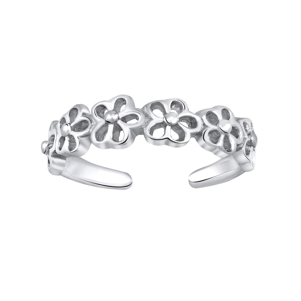 Silvego -  Stříbrný prsten na nohu s květinami PRMR11673