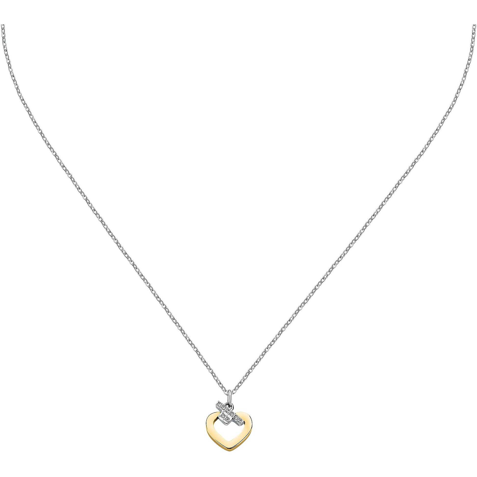Trussardi Oceľový náhrdelník so zirkónmi T-Logo TJAXC45 (retiazka, prívesok)