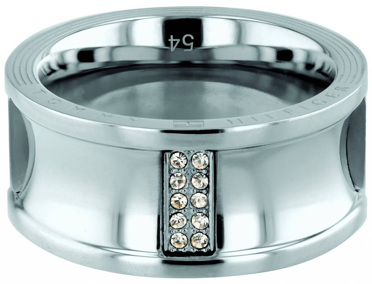 Tommy Hilfiger Luxusné oceľový prsteň s kryštálmi TH2780034 58 mm