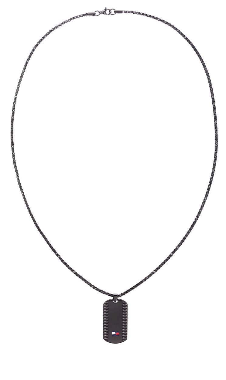 Tommy Hilfiger Nadčasový čierny náhrdelník z ocele Nelson H-Link 2790424