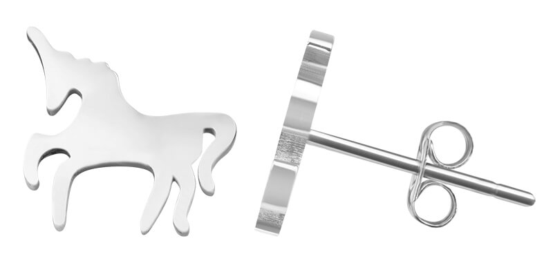 Troli -  Designové ocelové náušnice Jednorožec