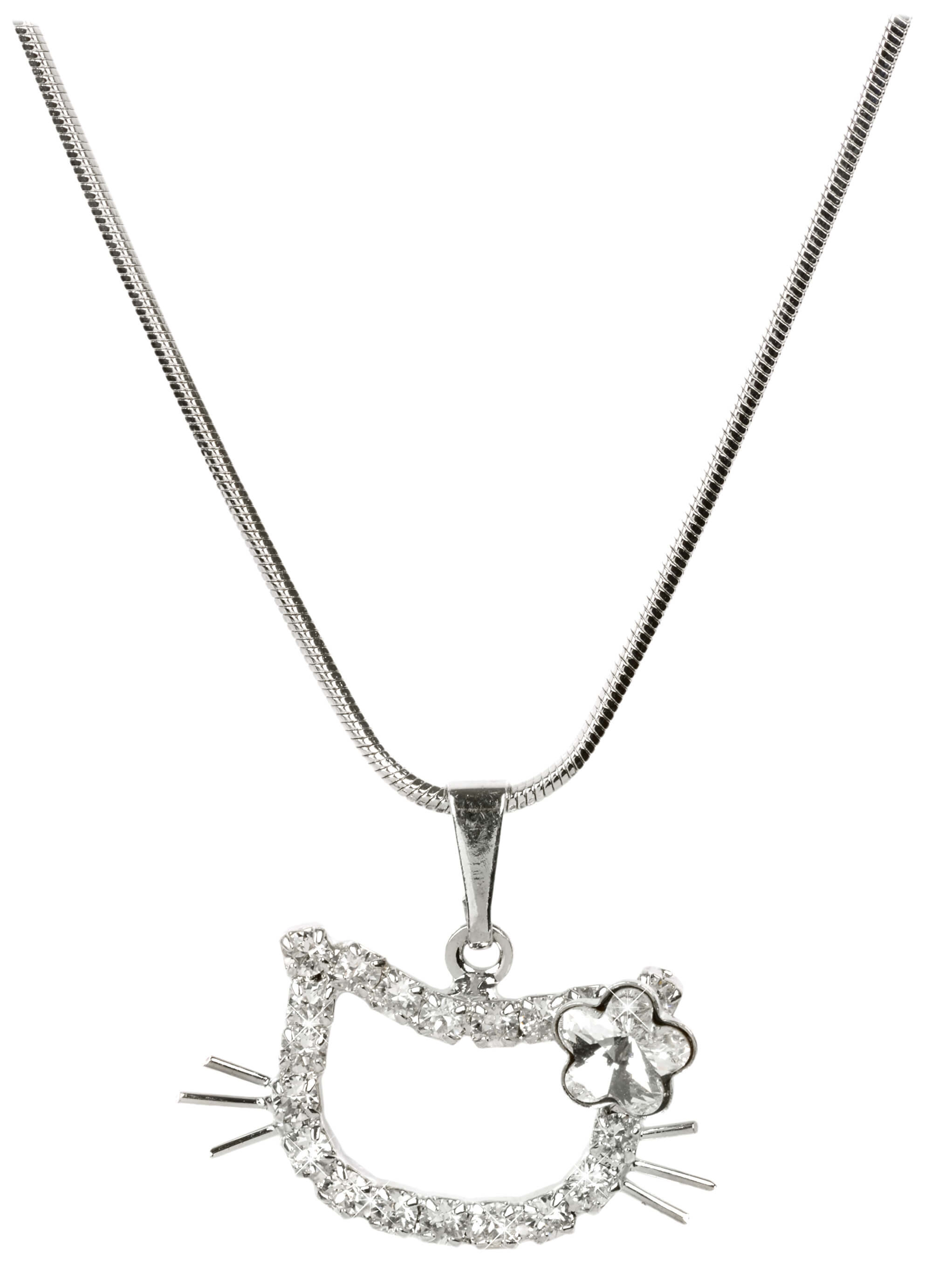 Levien -  Dívčí náhrdelník Kočička s kytičkou Crystal