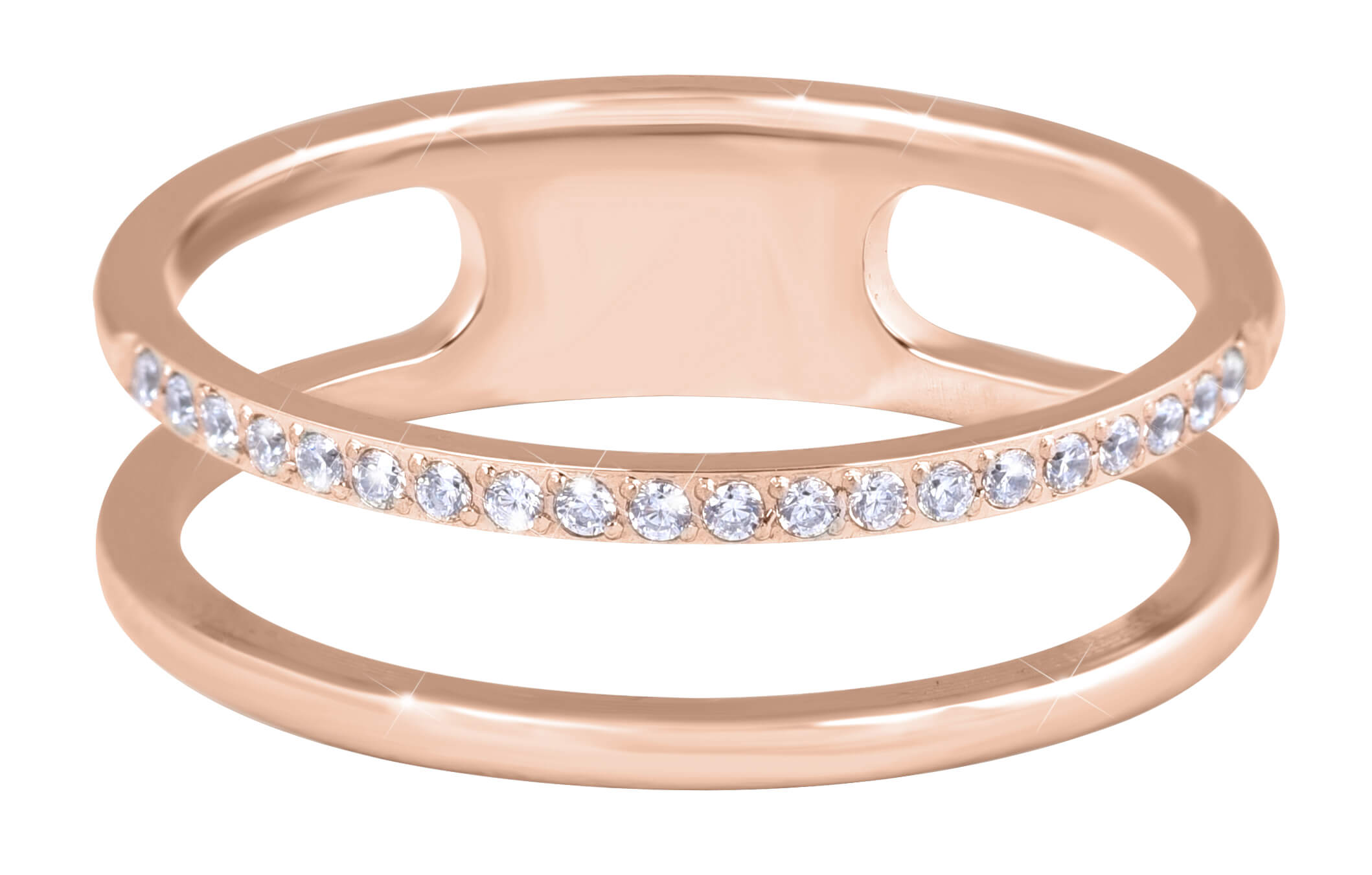 Troli Dvojitý minimalistický prsteň z ocele Rose Gold 52 mm